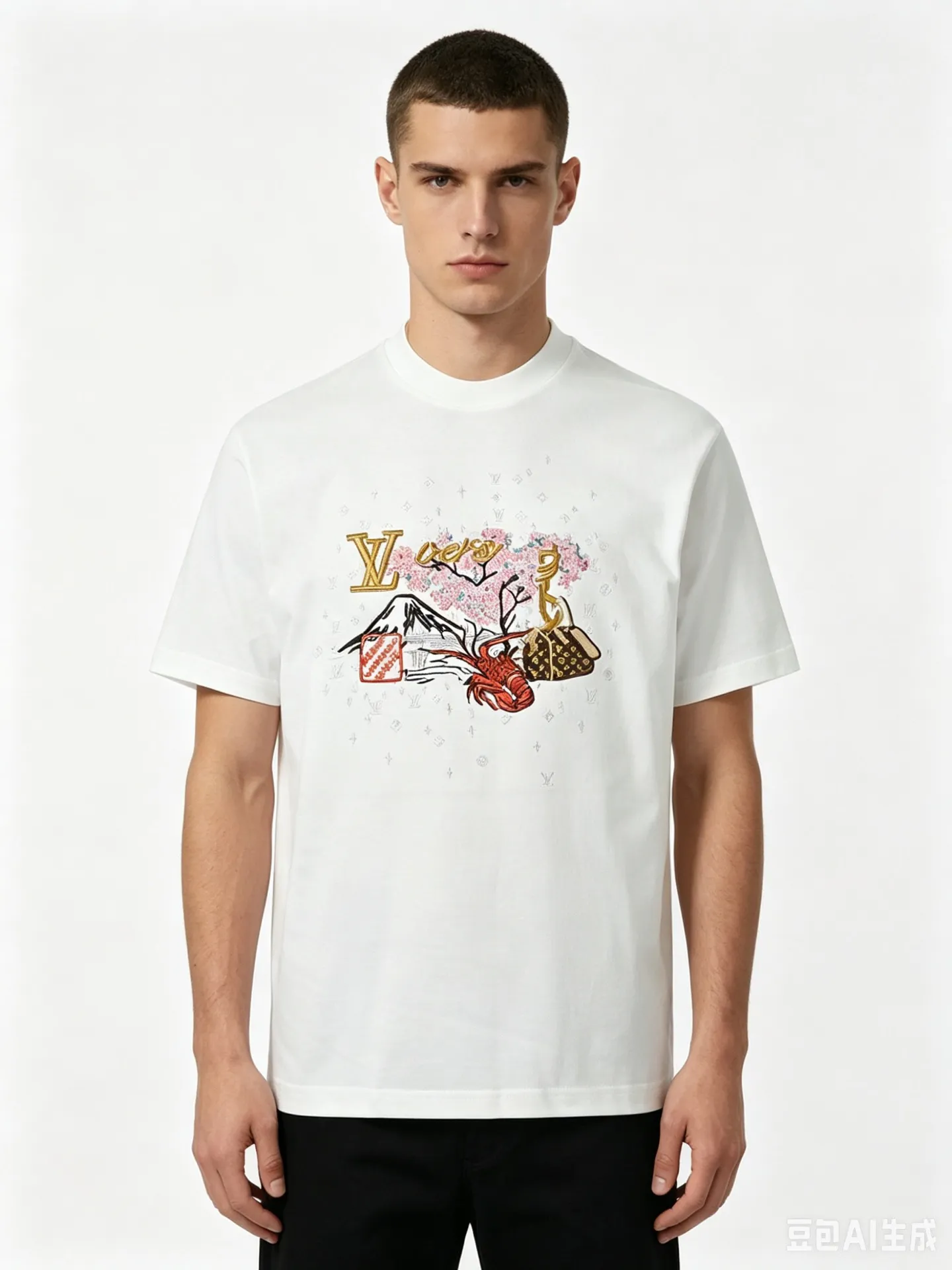 Louis Vuitton/Louis Vuitton cultural landscape elements embroidered short sleeves